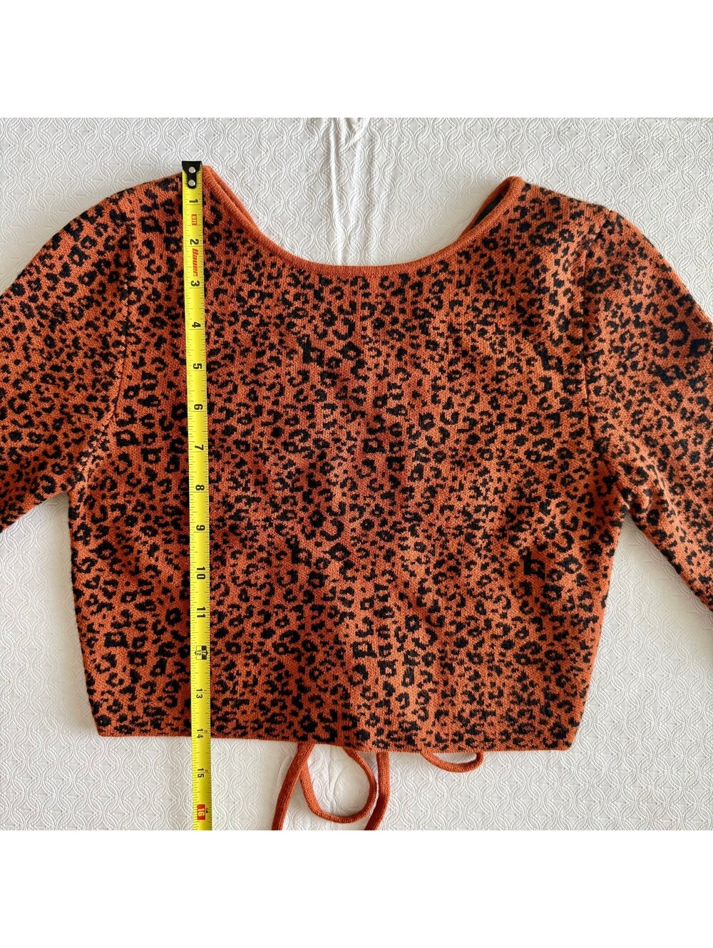 Urban Outfitters Brown Leopard Print Long Sleeve Crop Top SP - Picture 4 of 6
